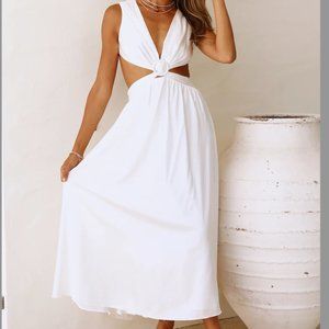 Hello Molly LOVELY TRAVELS MIDI DRESS WHITE  size xs
